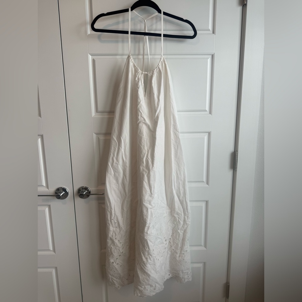 Zara open work embroidery strap dress